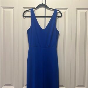 Blue Sleeveless V-Neck Sheath Jumpsuit